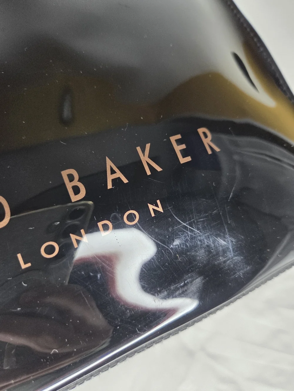Ted Baker London Patent PVC Tote Bag Gold Bow In Glossy Black Finish - Picture 14 of 16